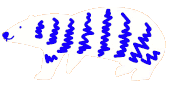 Weißer Polarbär mit blauen Streifen